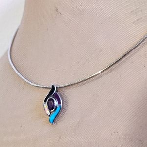 Sterling Silver Necklace w/Amethyst and Opal